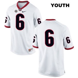 Youth Georgia Bulldogs NCAA #6 James Cook Nike Stitched White Authentic No Name College Football Jersey OYP0154VK
